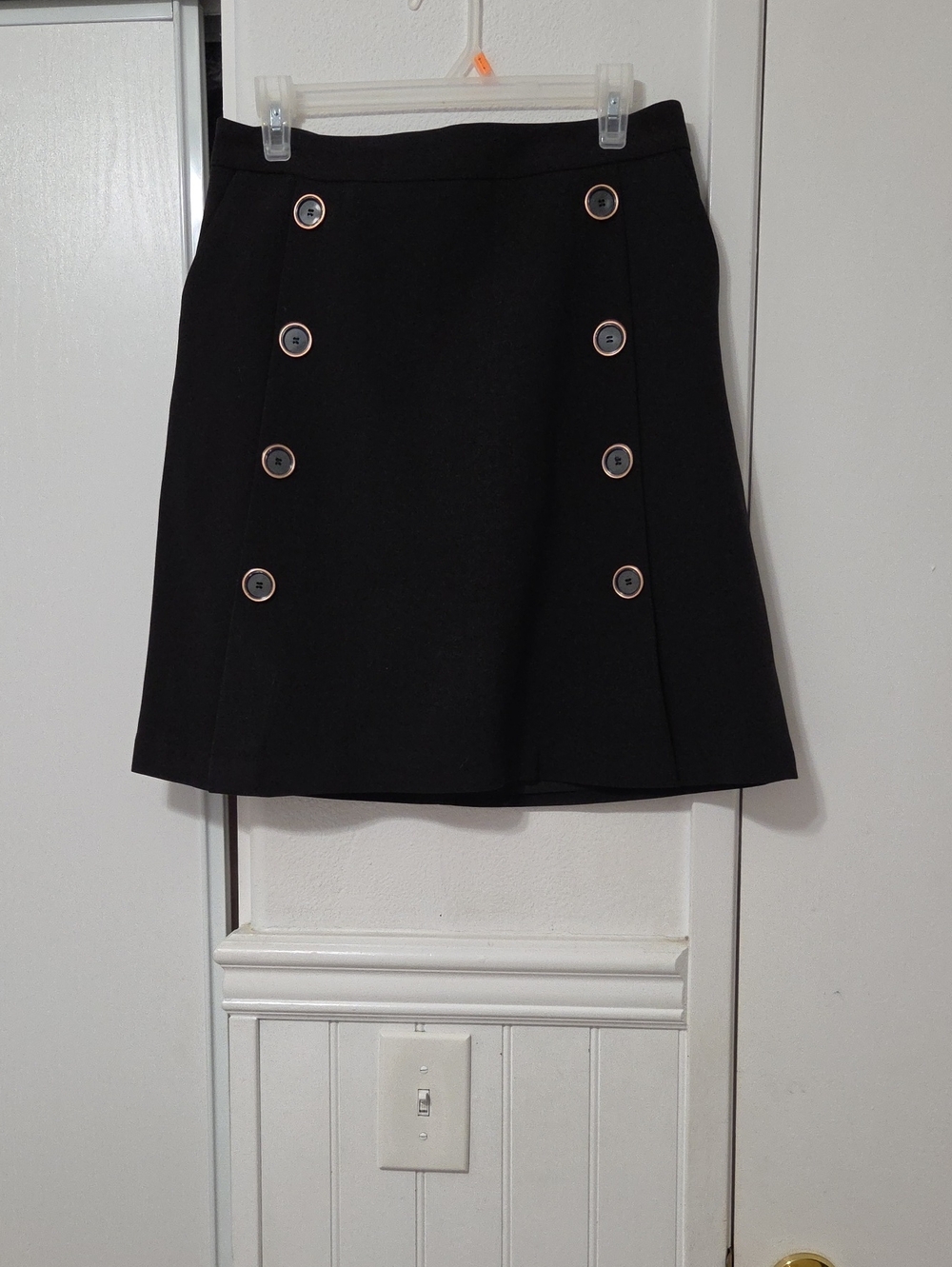 Catherine Malandrino Black A-Line Skirt with Button Trim